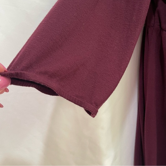 Daisy Fuentes Burgandy Cotton Empire Waist Midi Dress Sz Large - Picture 2 of 9